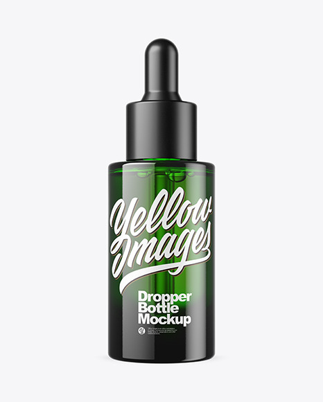 Green Glass Dropper Bottle Mockup PSD #2