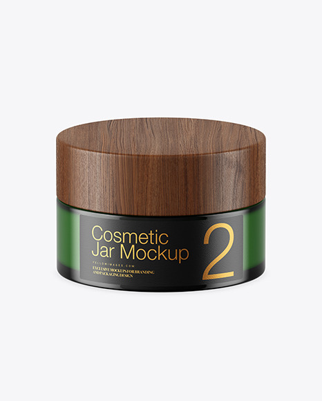 Green Glass Cosmetic Jar Mockup