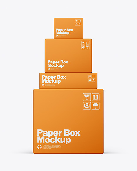 Download Four Paper Boxes Mockup In Box Mockups On Yellow Images Object Mockups PSD Mockup Templates