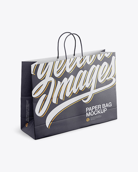 Download Paper Shopping Bag With Rope Handle Mockup Halfside View In Bag Sack Mockups On Yellow Images Object Mockups