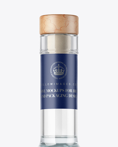 Clear Glass Vodka Bottle Mockup PSD #1