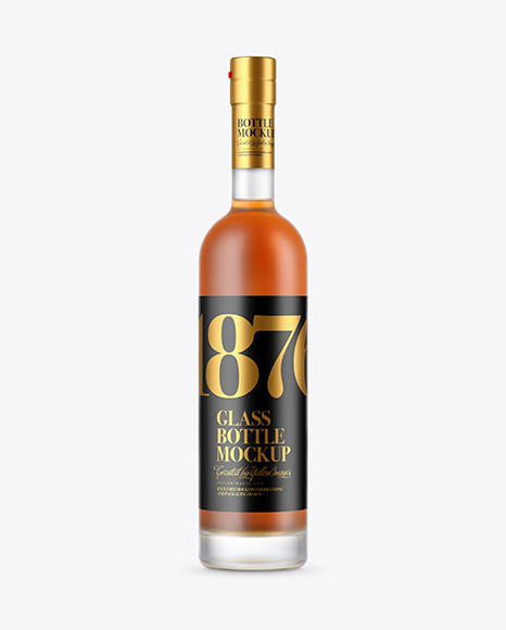 Frosted Glass Cognac Bottle Mockup