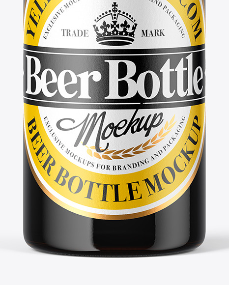 Amber Glass Beer Bottle Mockup PSD #4