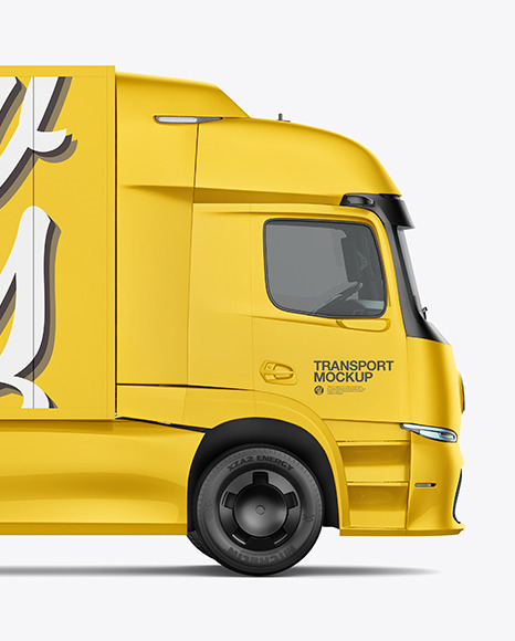 Download Electric Truck Mockup Right Side View In Vehicle Mockups On Yellow Images Object Mockups PSD Mockup Templates