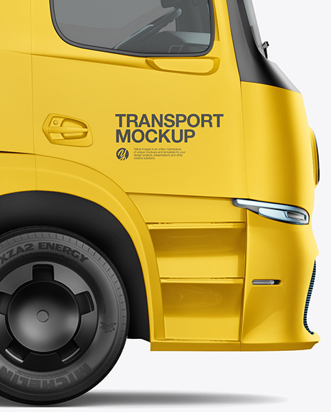 Download Electric Truck Mockup Right Side View In Vehicle Mockups On Yellow Images Object Mockups PSD Mockup Templates