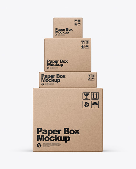 Download Four Kraft Boxes Mockup In Box Mockups On Yellow Images Object Mockups PSD Mockup Templates