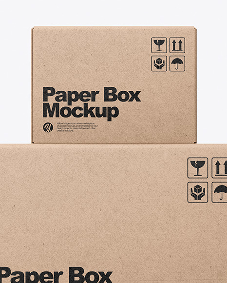 Four Kraft Boxes Mockup