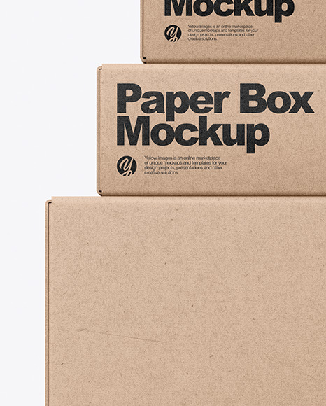 Four Kraft Boxes Mockup