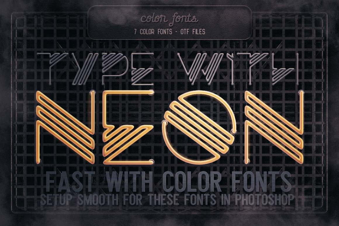 Neon Light Lettering Kit on Yellow Images Creative Store