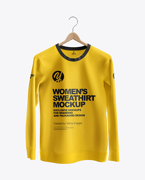 Sweatshirt On Hanger Mockup Front View In Apparel Mockups On Yellow Images Object Mockups