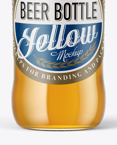 Clear Glass Lager Beer Bottle Mockup In Bottle Mockups On Yellow Images Object Mockups