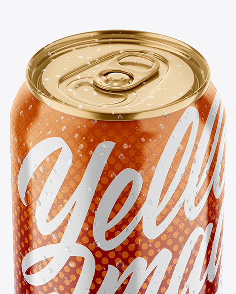 Download Glossy Drink Can W Condensation Mockup In Can Mockups On Yellow Images Object Mockups PSD Mockup Templates