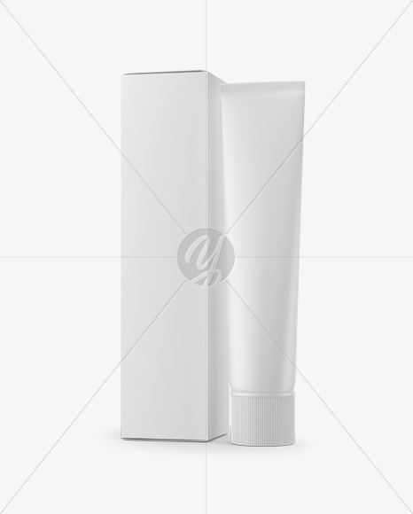 Download Matte Cosmetic Tube Paper Box Mockup In Tube Mockups On Yellow Images Object Mockups