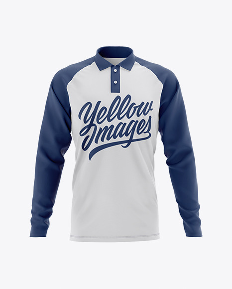 Download Men S Raglan Long Sleeve Polo Shirt Mockup Front View In Apparel Mockups On Yellow Images Object Mockups