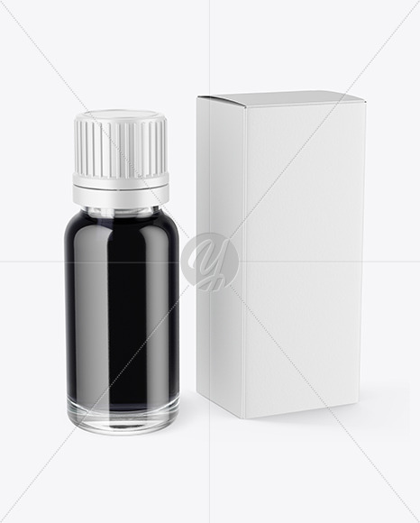 Dark Liquid Dropper Bottle With Box Mockup In Bottle Mockups On Yellow Images Object Mockups