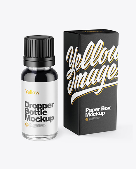 Download Dark Liquid Dropper Bottle With Box Mockup In Bottle Mockups On Yellow Images Object Mockups PSD Mockup Templates