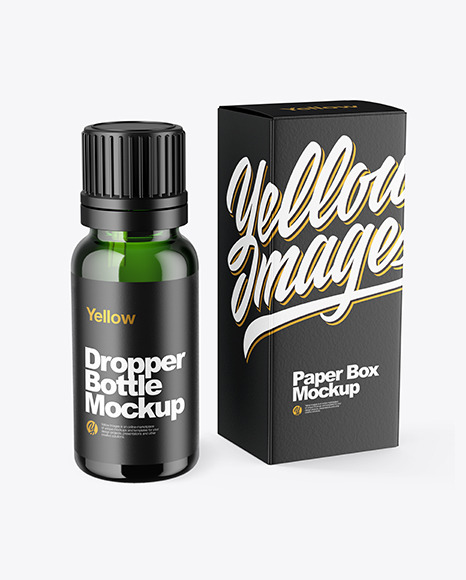 Green Glass Dropper Bottle with Box Mockup PSD #4