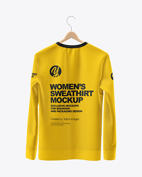 Sweatshirt On Hanger Mockup Back View In Apparel Mockups On Yellow Images Object Mockups