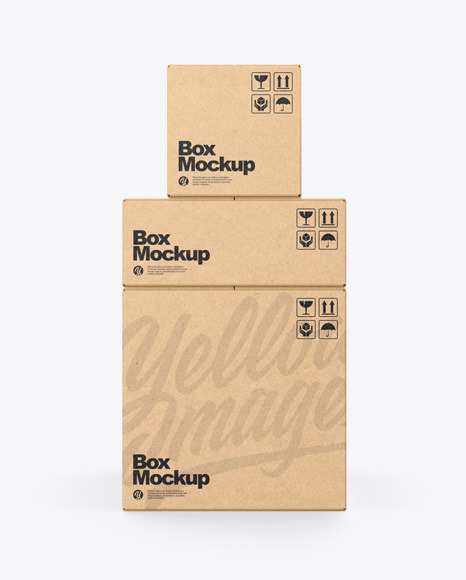 Download Kraft Box With Boxes Psd Mockup Yellowimages