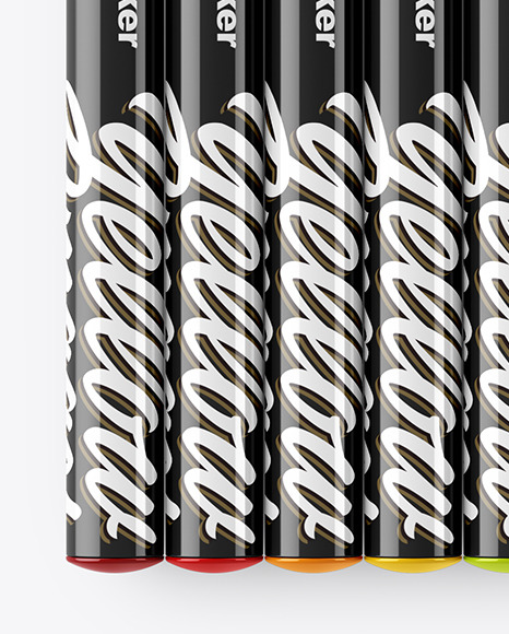 Glossy Marker Pens Mockup PSD #6
