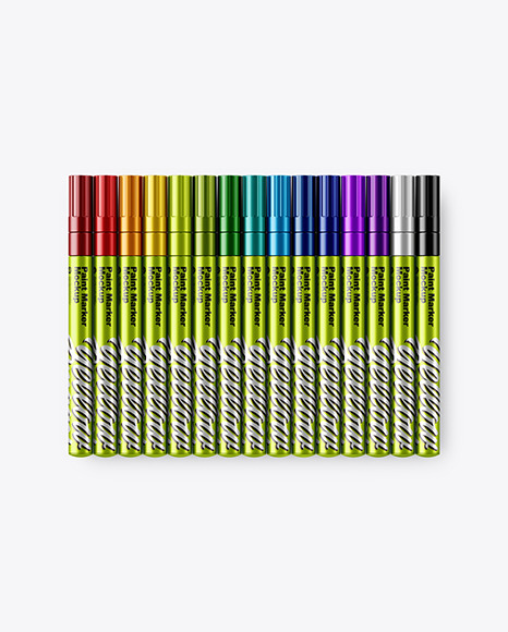 Metallic Marker Pens Mockup PSD #2