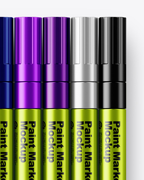 Metallic Marker Pens Mockup PSD #7