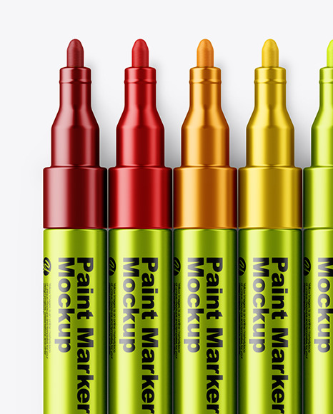 Metallic Marker Pens Mockup PSD #1