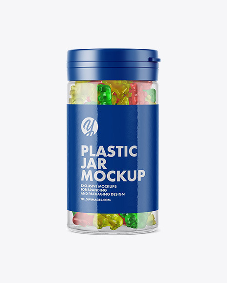 Download Gummy Bears Plastic Jar Mockup in Jar Mockups on Yellow ...