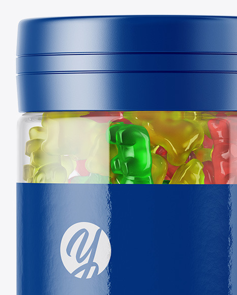 Gummy Bears Plastic Jar Mockup in Jar Mockups on Yellow Images Object Mockups