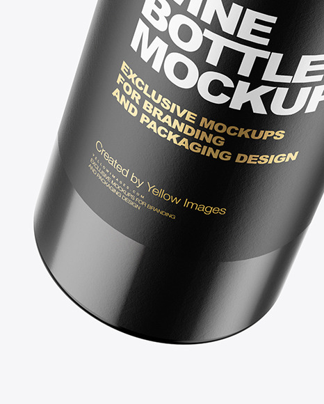 Black Glass Bottle Mockup PSD #5