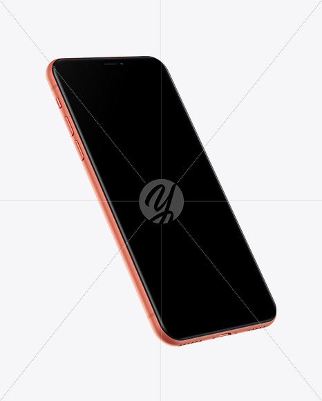 Download Iphone Xr Coral Mockup In Device Mockups On Yellow Images Object Mockups PSD Mockup Templates