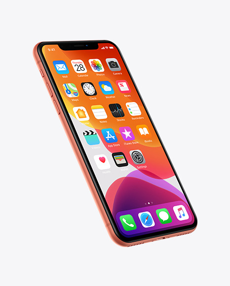 Iphone Xr Coral Mockup In Device Mockups On Yellow Images Object Mockups