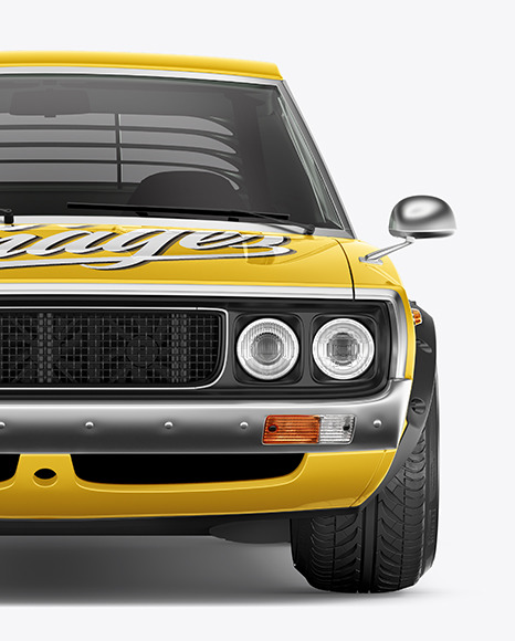 Download Retro Sport Car Mockup Front View In Free Mockups On Yellow Images Object Mockups PSD Mockup Templates