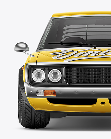 Download Retro Sport Car Mockup Front View In Free Mockups On Yellow Images Object Mockups PSD Mockup Templates