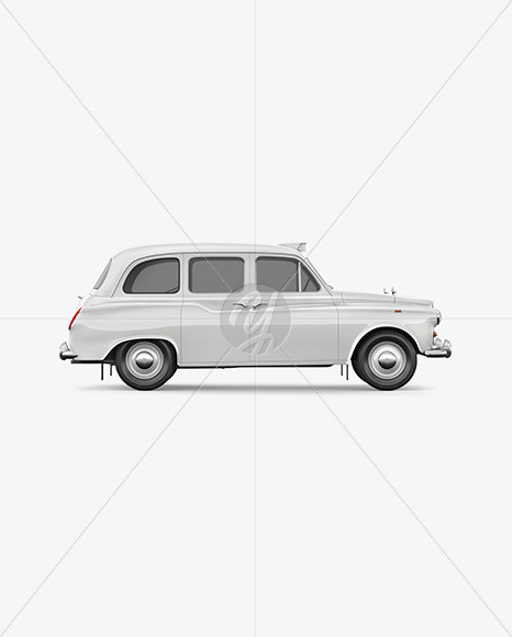 Retro Cab Car Mockup Side View In Vehicle Mockups On Yellow Images Object Mockups