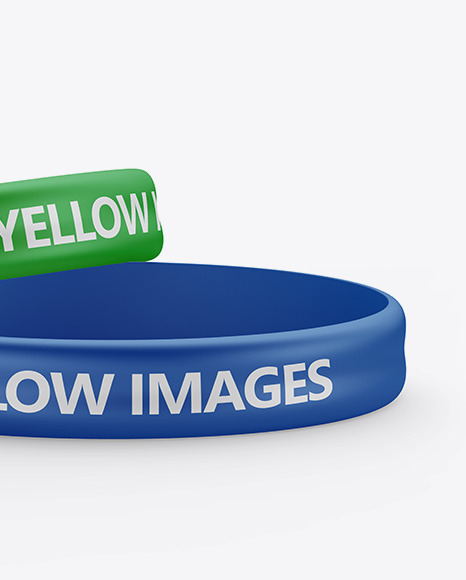Two Glossy Silicone Wristbands Mockup PSD #6