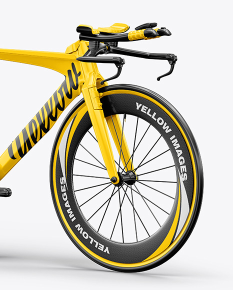 Carbon Triathlon Bicycle Mockup Halfside View In Vehicle Mockups On Yellow Images Object Mockups