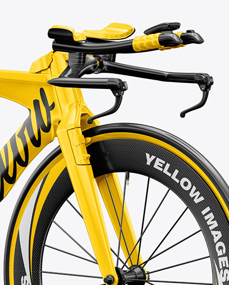 Carbon Triathlon Bicycle Mockup Halfside View In Vehicle Mockups On Yellow Images Object Mockups