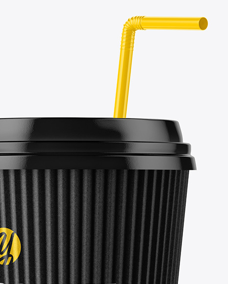 Kraft Coffee Cup with Straw Mockup PSD #2