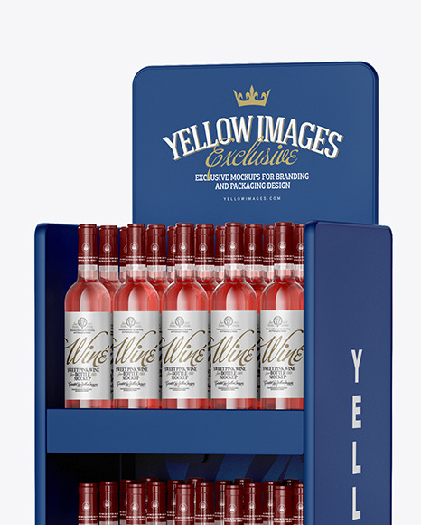 Stand with Rose Wine Bottles Mockup PSD #2