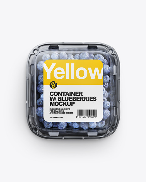 Download Container W Blueberry Mockup In Pot Tub Mockups On Yellow Images Object Mockups PSD Mockup Templates