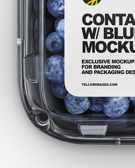 Download Container W Blueberry Mockup In Pot Tub Mockups On Yellow Images Object Mockups PSD Mockup Templates