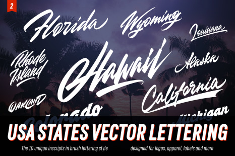USA states vector lettering elements