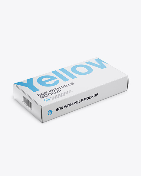 Matte Pills Box Mockup Halfside View High Angle Shot In Box Mockups On Yellow Images Object Mockups