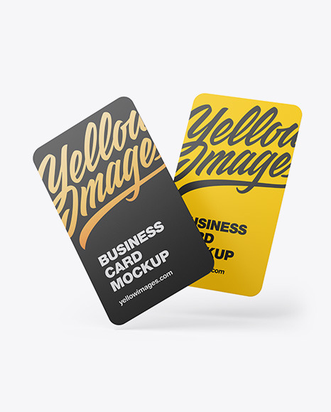 Business Cards Mockup In Stationery Mockups On Yellow Images Object Mockups