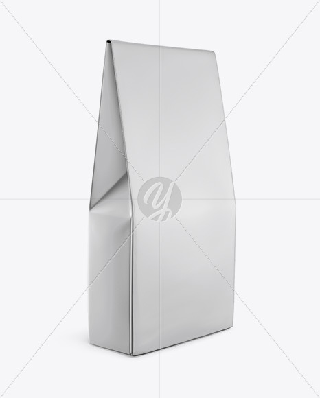 Download Glossy Paper Box With Metallic Bag Mockup Half Side View