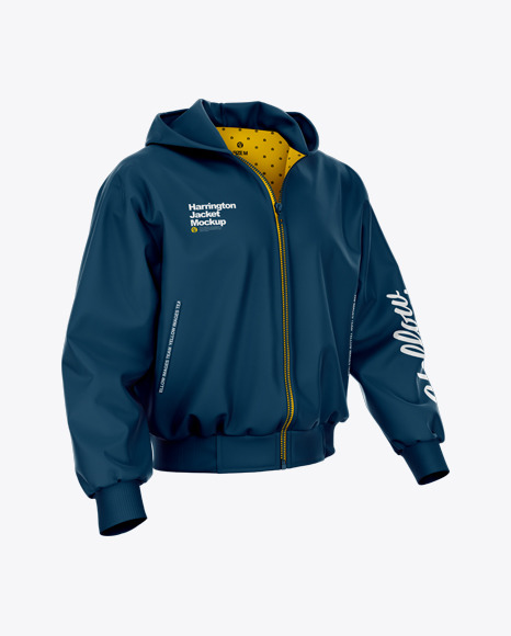 Harrington Hooded Jacket Mockup Half Side View In Apparel Mockups On Yellow Images Object Mockups