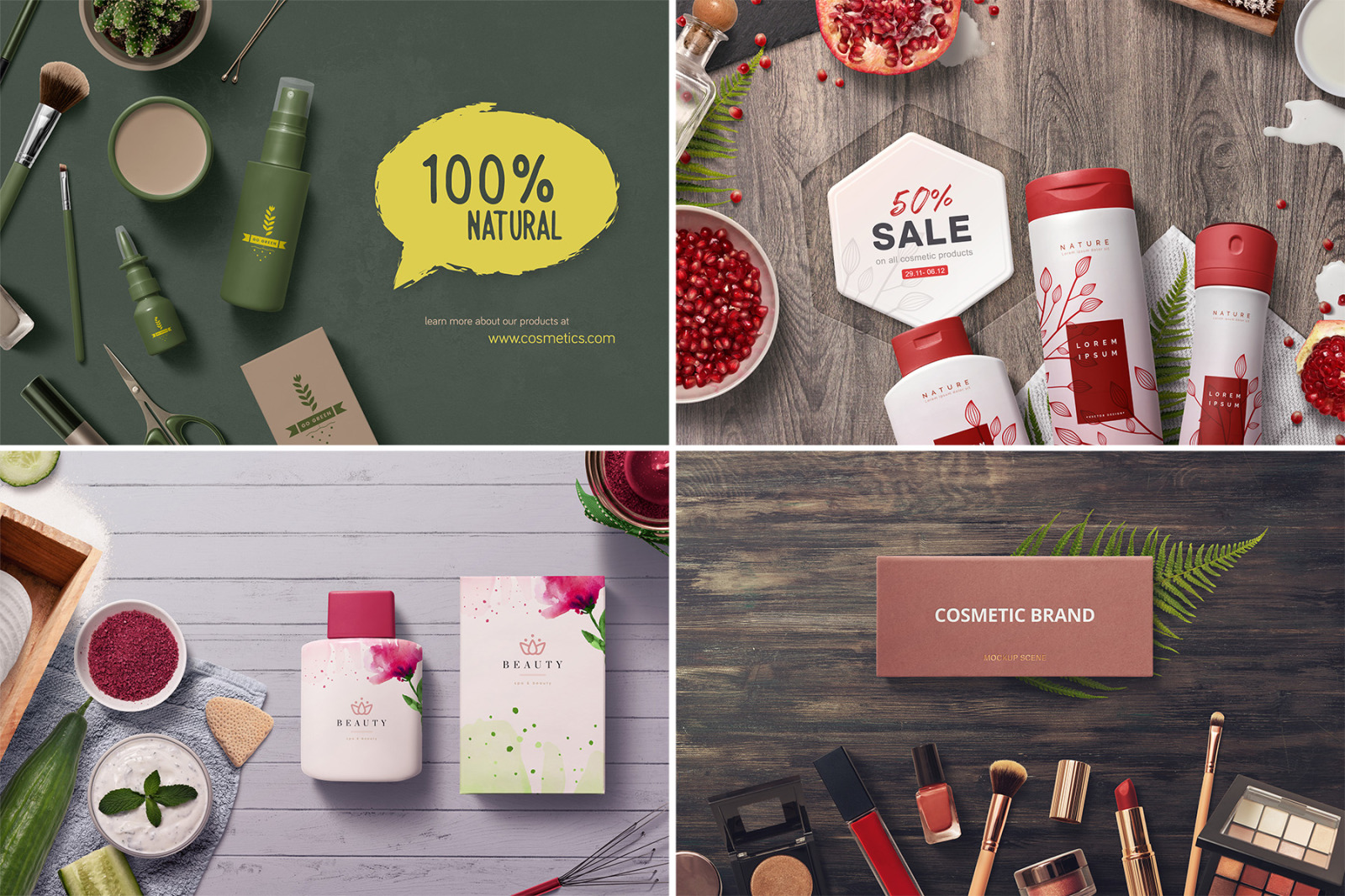 Cosmetic Packaging Mockups Scene Creator Elements - Free PSD Mockups Smart Object and Templates ...