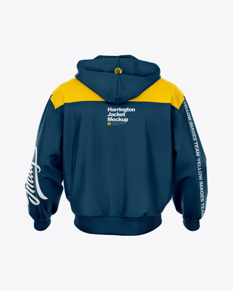 Download Harrington Hooded Jacket Mockup Back View In Apparel Mockups On Yellow Images Object Mockups