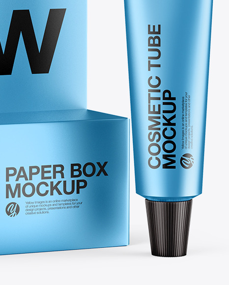 Download Glossy Cosmetic Tube Paper Box Psd Mockup Yellowimages